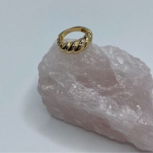 18k Gold plated Croissant Ring Womens Minimalist Statement Ring Sz 6